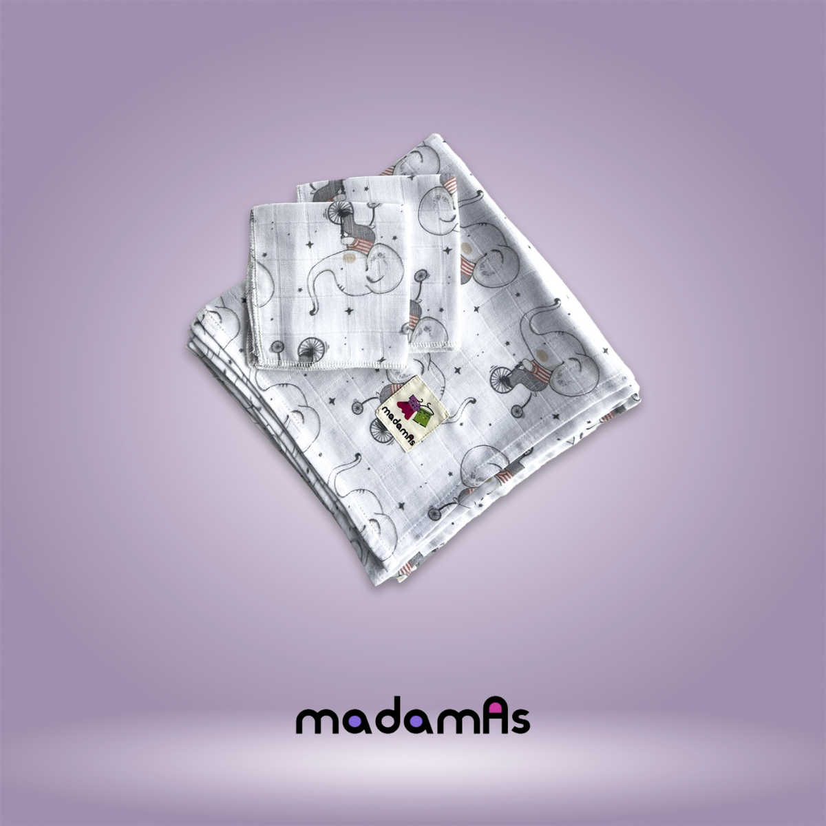 MÜSLİN ÖRTÜ VE İKİLİ MENDİL 5-8825 - FİL