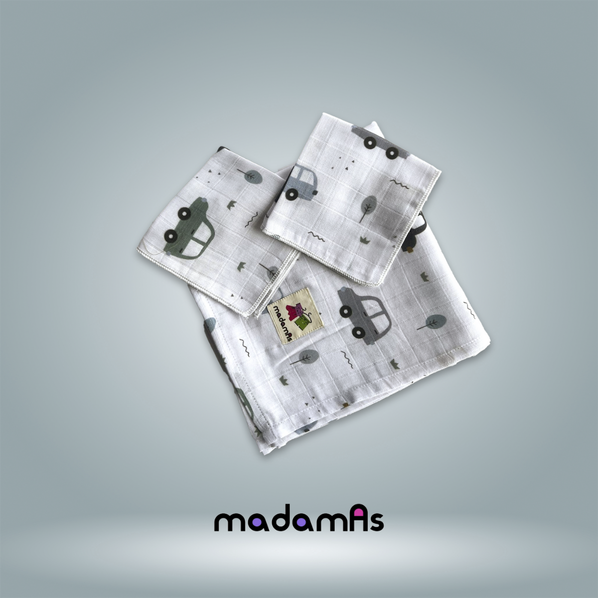 MÜSLİN ÖRTÜ VE İKİLİ MENDİL 5-8826 - ARABA