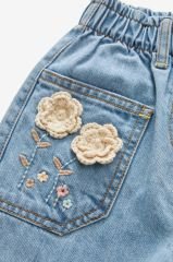 PANTOLON 5-8832 - DENİM ÇİÇEKLİ