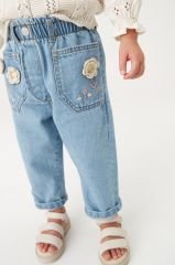 PANTOLON 5-8832 - DENİM ÇİÇEKLİ