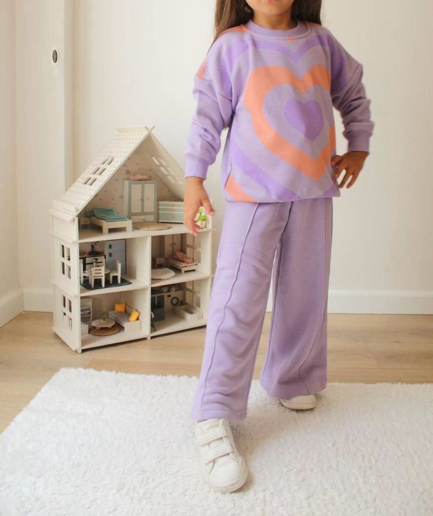 EŞOFMAN TAKIMI 5 - 8857 - LİLA TURUNCU KALP